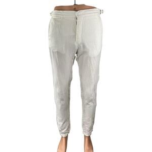 Orlebar Brown Men's White Linen High Rise Slim Tapered Utility Trousers Pants 30
